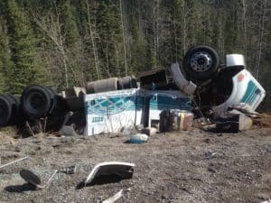 Truck Accident on Alaska Highway near Watson Lake, Yukon.
