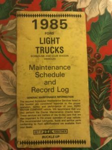 Maintenance schedule and record log - 1985 legacy